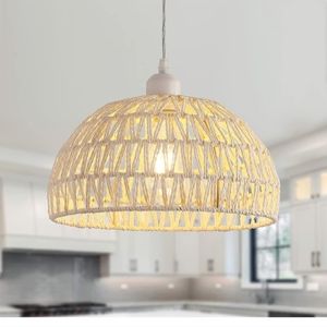 🌟NIB🌟MEIXISUE Hand-Woven Rattan Wicker Boho Pendant Light